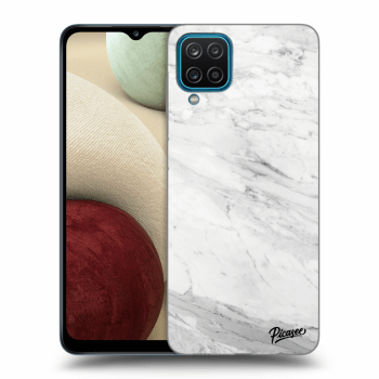 Picasee silikónový čierny obal pre Samsung Galaxy A12 A125F - White marble