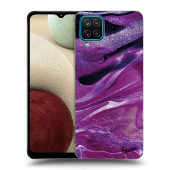 Picasee silikónový prehľadný obal pre Samsung Galaxy A12 A125F - Purple glitter
