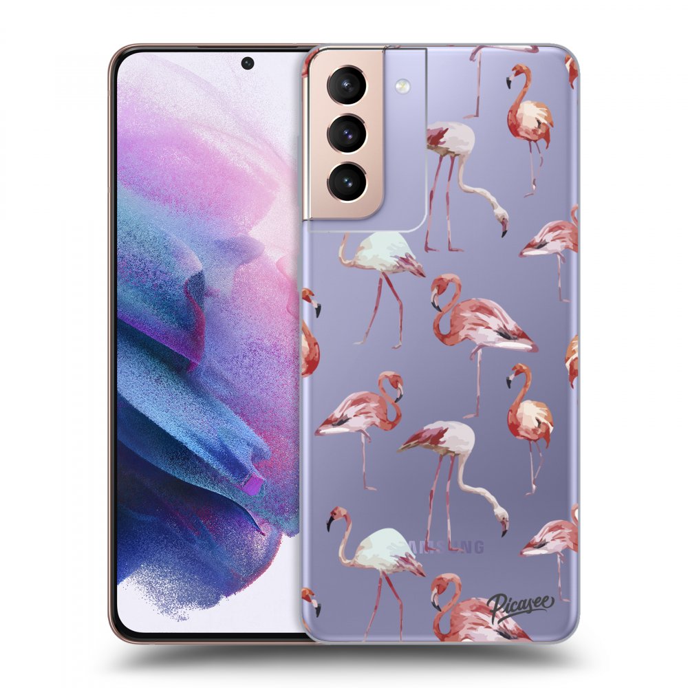 Picasee silikónový prehľadný obal pre Samsung Galaxy S21+ 5G G996F - Flamingos