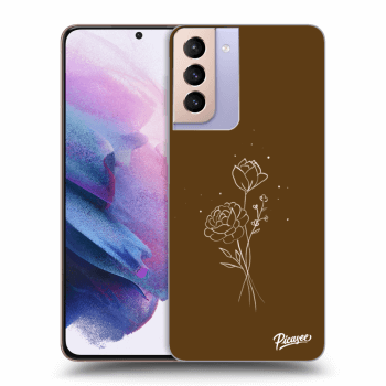 Picasee silikónový prehľadný obal pre Samsung Galaxy S21+ 5G G996F - Brown flowers