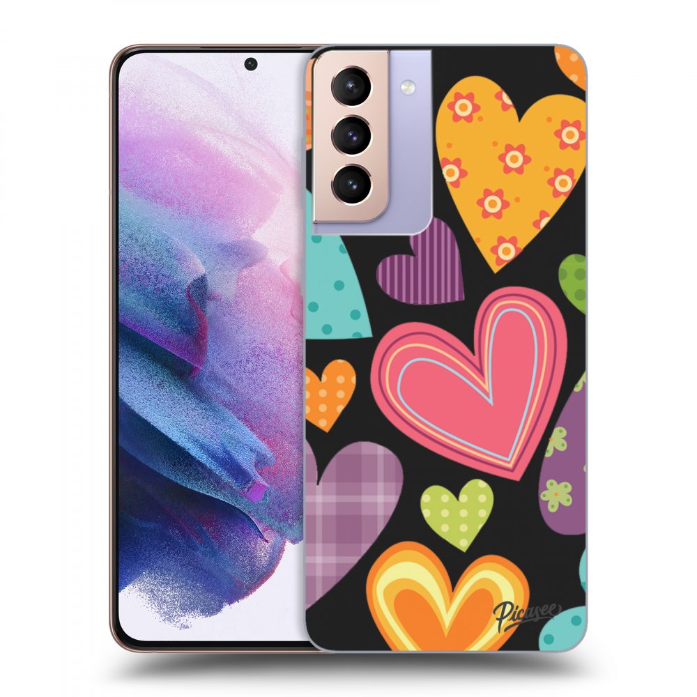 Picasee silikónový čierny obal pre Samsung Galaxy S21+ 5G G996F - Colored heart