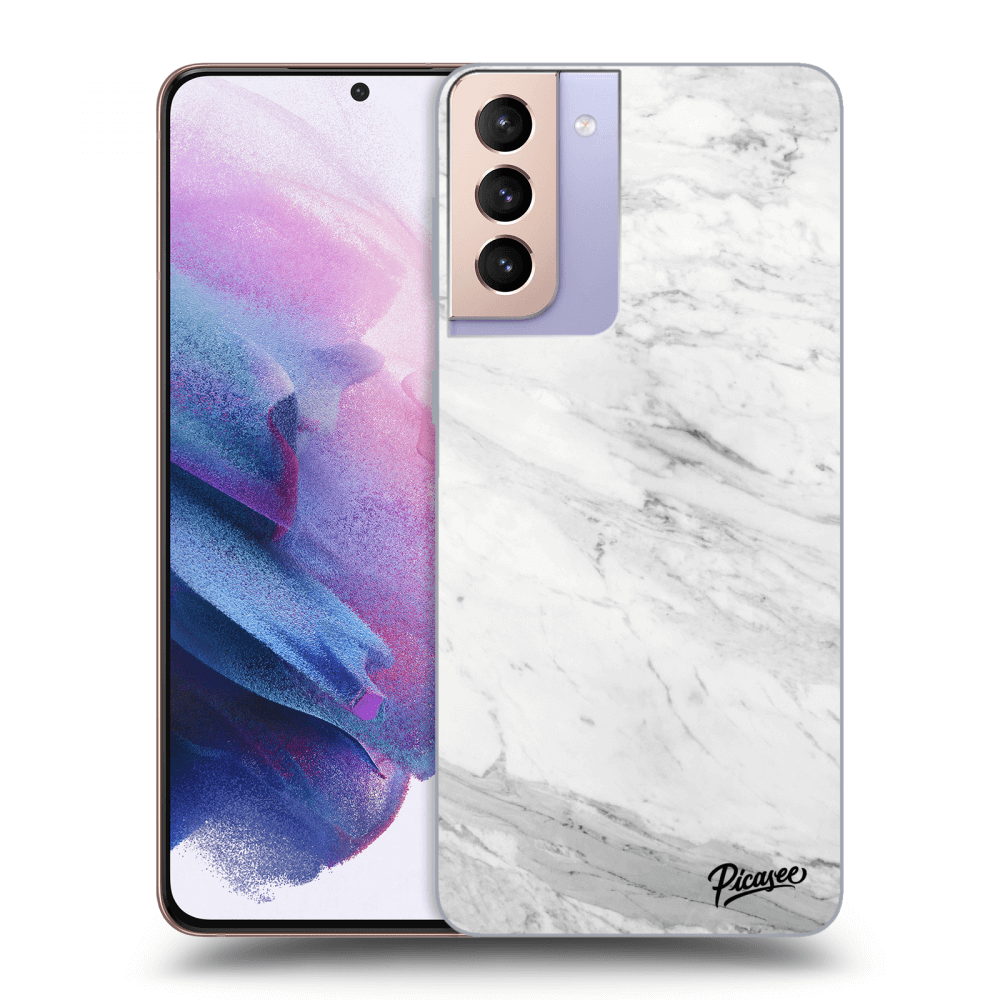 Picasee silikónový čierny obal pre Samsung Galaxy S21+ 5G G996F - White marble