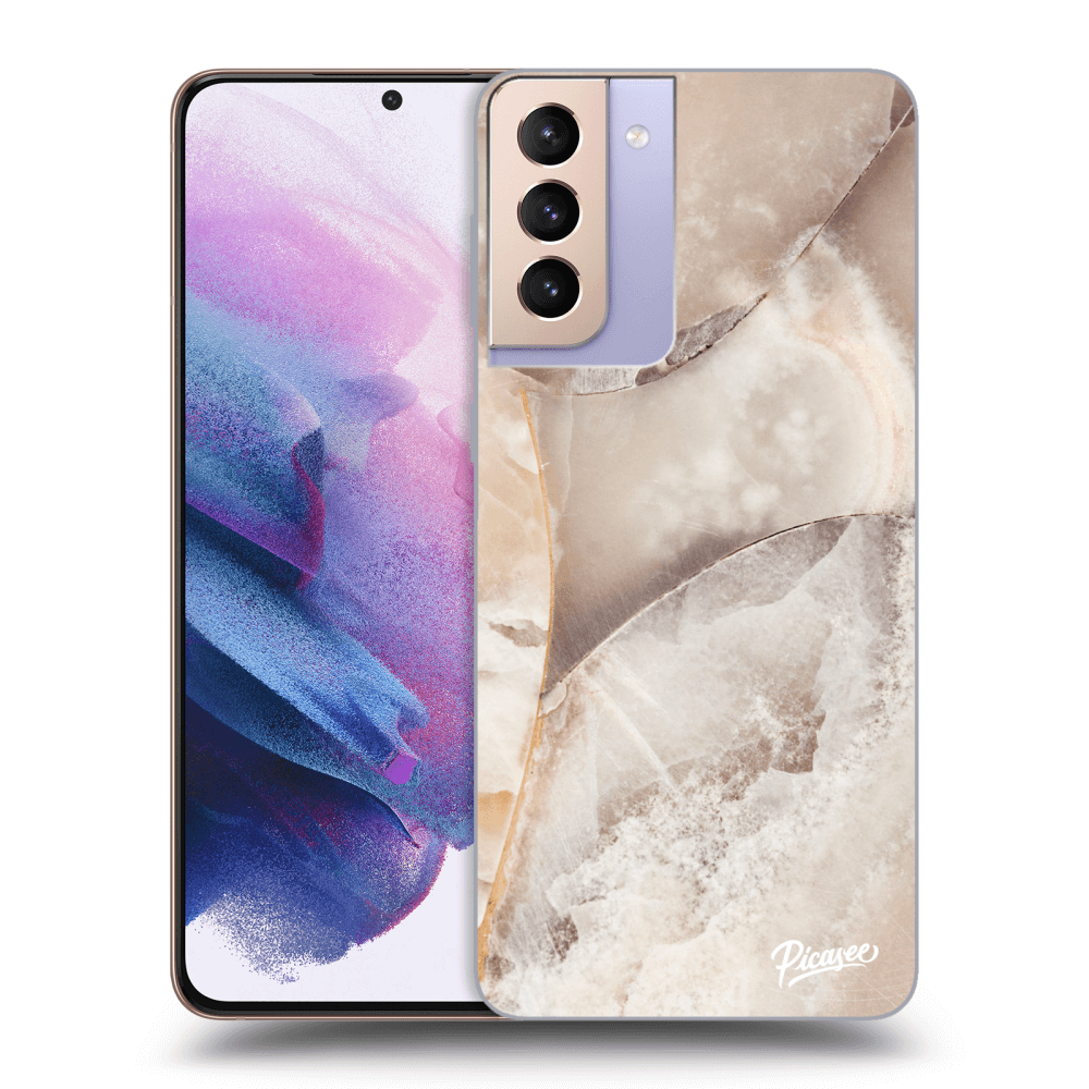 Picasee silikónový prehľadný obal pre Samsung Galaxy S21+ 5G G996F - Cream marble