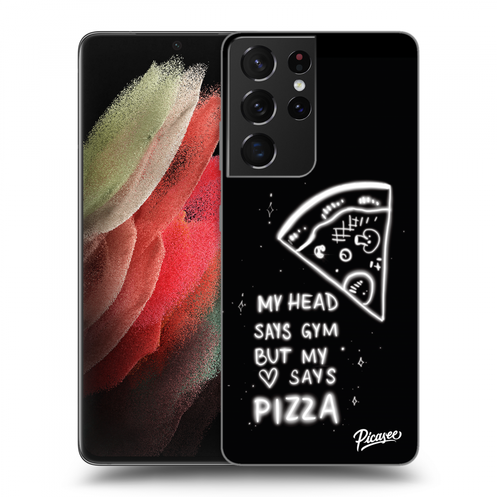 Picasee silikónový čierny obal pre Samsung Galaxy S21 Ultra 5G G998B - Pizza