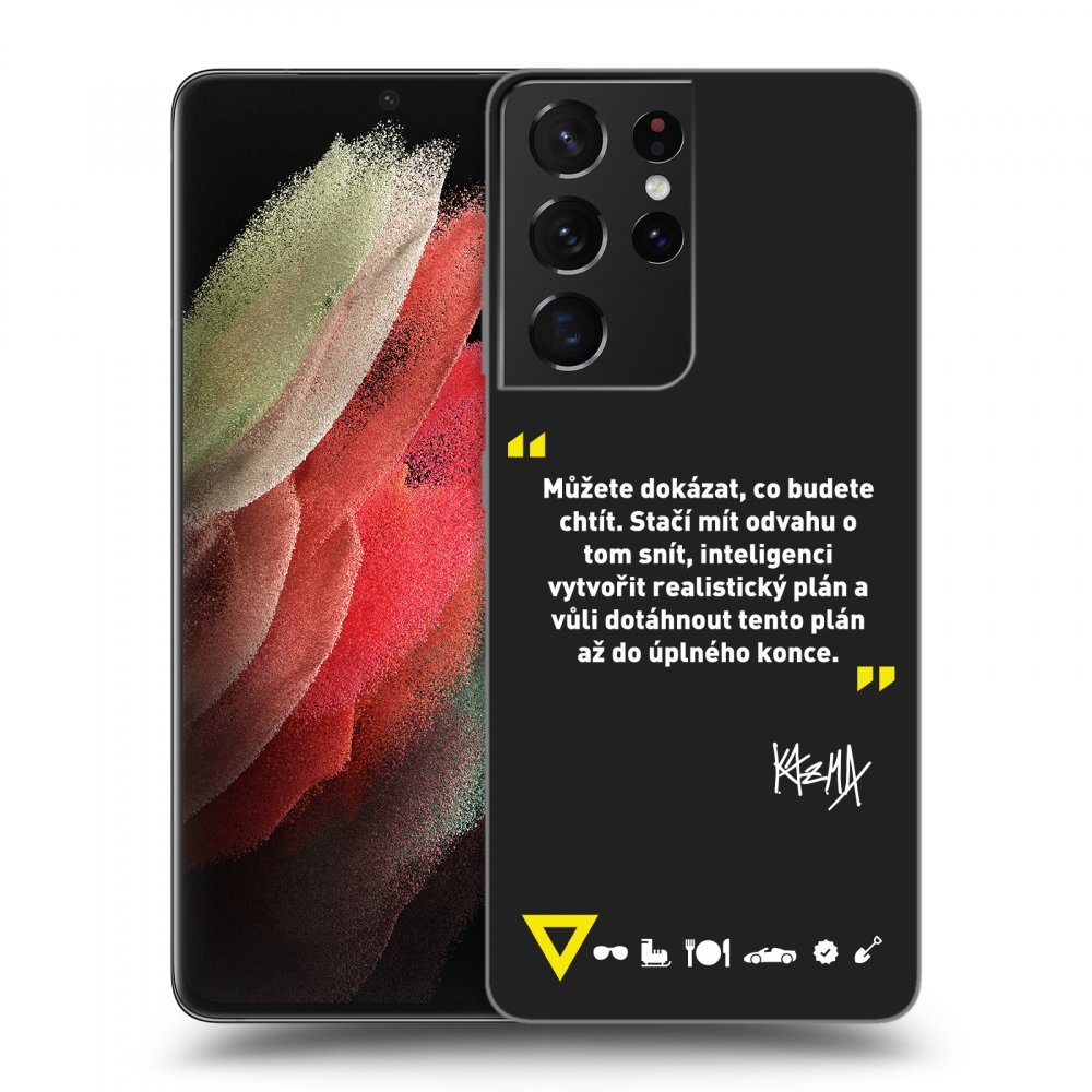 Picasee silikónový čierny obal pre Samsung Galaxy S21 Ultra 5G G998B - Kazma - MŮŽETE DOKÁZAT, CO BUDETE CHTÍT