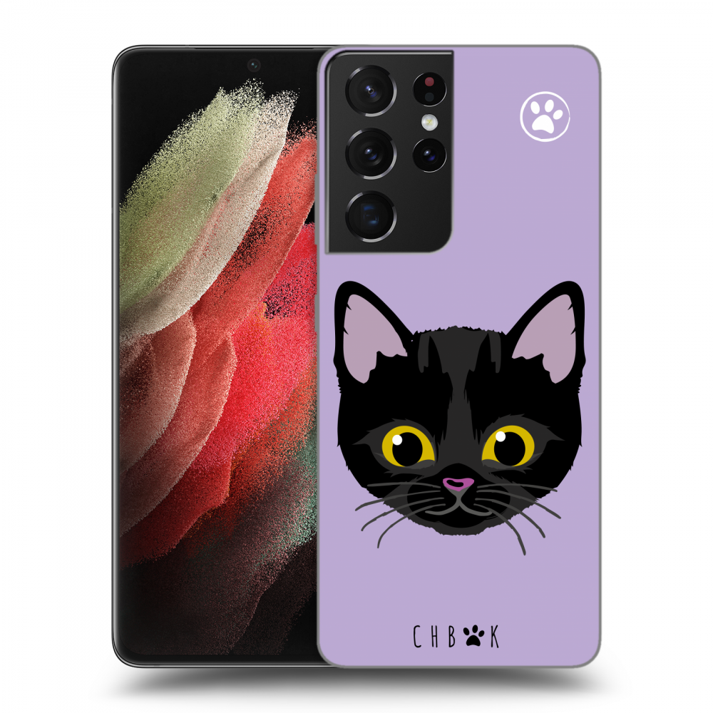 Picasee silikónový čierny obal pre Samsung Galaxy S21 Ultra 5G G998B - Chybí mi kočky - Fialová