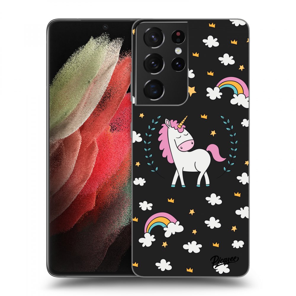Picasee silikónový čierny obal pre Samsung Galaxy S21 Ultra 5G G998B - Unicorn star heaven