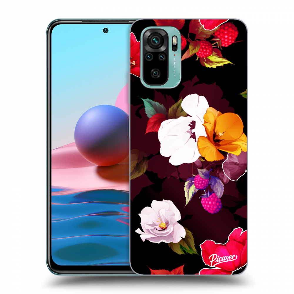 Picasee silikónový čierny obal pre Xiaomi Redmi Note 10 - Flowers and Berries