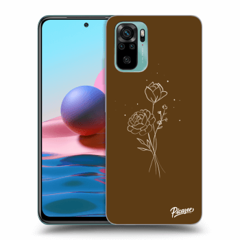 Picasee silikónový prehľadný obal pre Xiaomi Redmi Note 10 - Brown flowers
