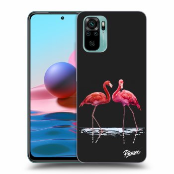 Picasee silikónový čierny obal pre Xiaomi Redmi Note 10 - Flamingos couple
