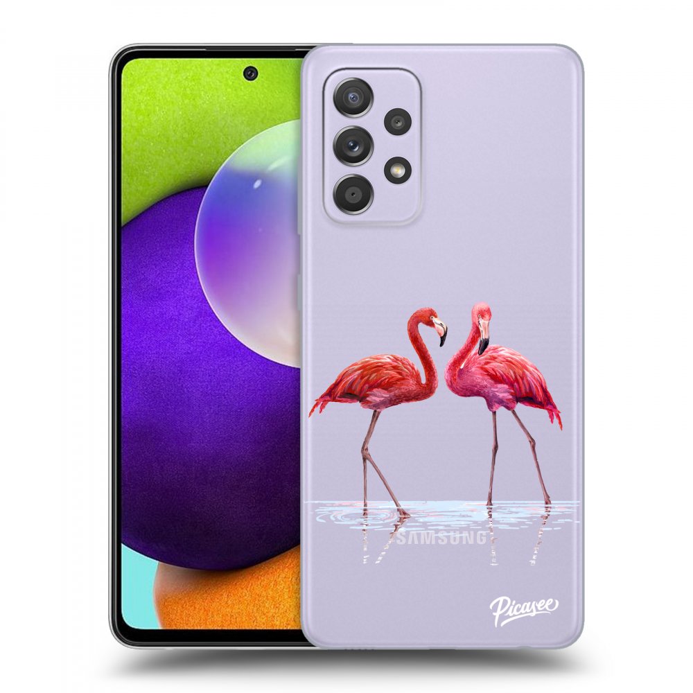 Picasee silikónový prehľadný obal pre Samsung Galaxy A52 A525F - Flamingos couple