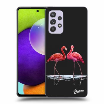 Picasee silikónový čierny obal pre Samsung Galaxy A52 A525F - Flamingos couple