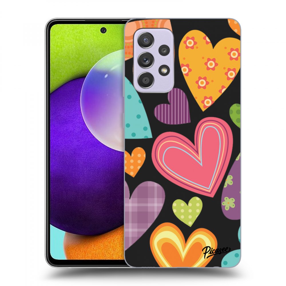 Picasee silikónový čierny obal pre Samsung Galaxy A52 A525F - Colored heart