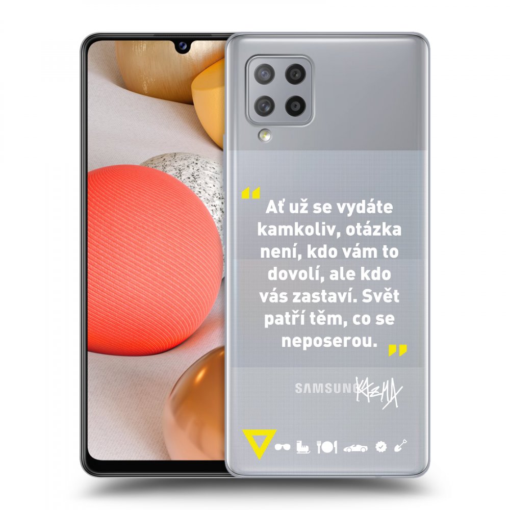 Picasee silikónový prehľadný obal pre Samsung Galaxy A42 A426B - Kazma - SVĚT PATŘÍ TĚM, CO SE NEPOSEROU