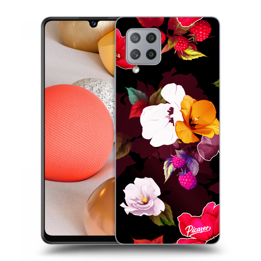 Picasee silikónový čierny obal pre Samsung Galaxy A42 A426B - Flowers and Berries