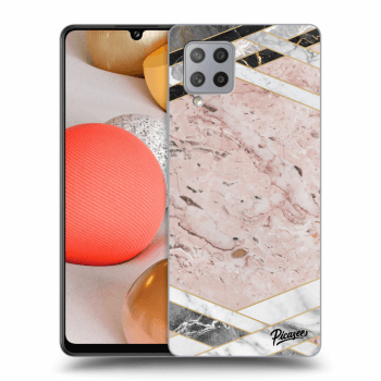 Picasee silikónový čierny obal pre Samsung Galaxy A42 A426B - Pink geometry
