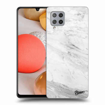 Picasee silikónový čierny obal pre Samsung Galaxy A42 A426B - White marble
