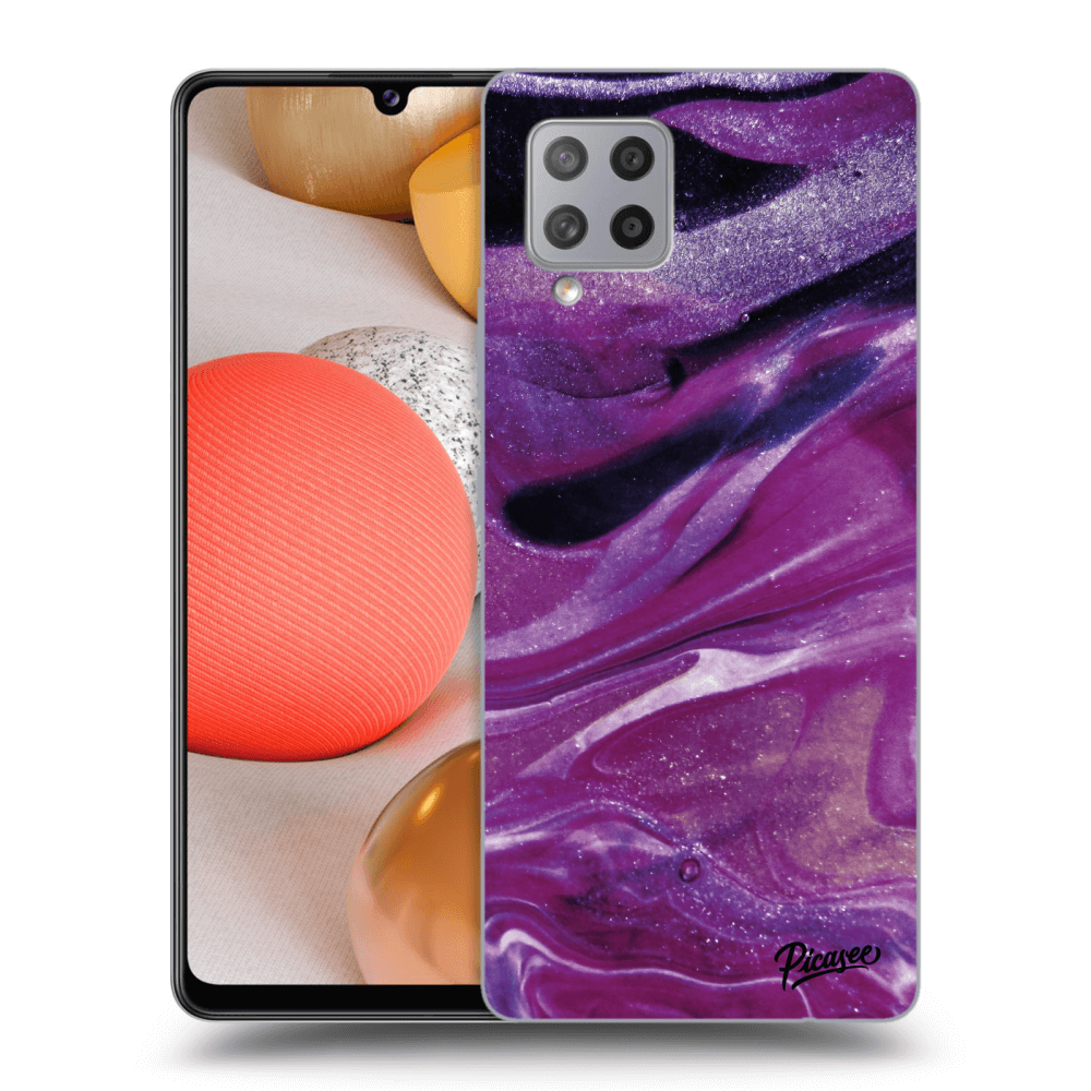 Picasee silikónový čierny obal pre Samsung Galaxy A42 A426B - Purple glitter
