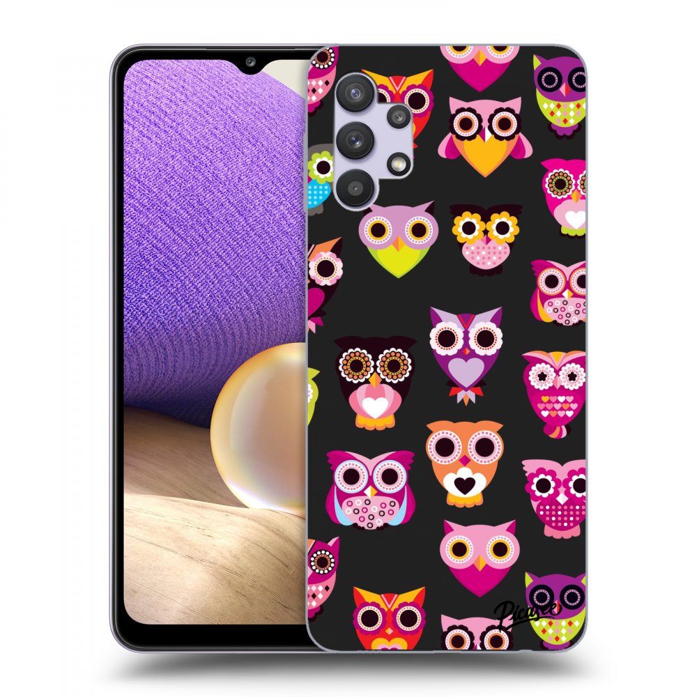 Picasee silikónový čierny obal pre Samsung Galaxy A32 5G A326B - Owls