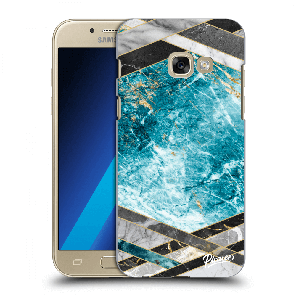 Picasee silikónový prehľadný obal pre Samsung Galaxy A3 2017 A320F - Blue geometry