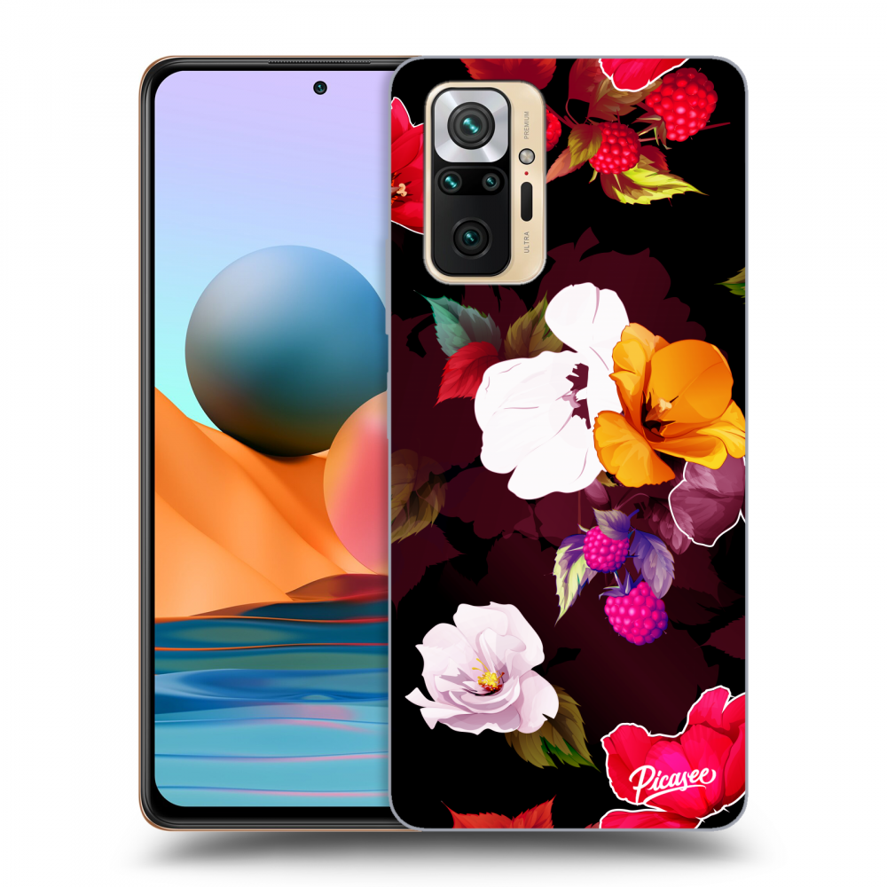 Picasee silikónový čierny obal pre Xiaomi Redmi Note 10 Pro - Flowers and Berries