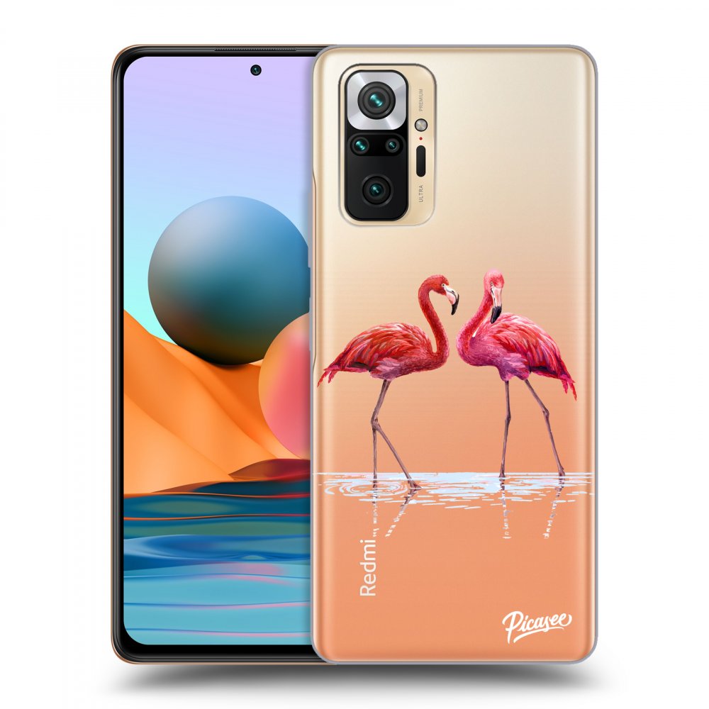 Picasee silikónový prehľadný obal pre Xiaomi Redmi Note 10 Pro - Flamingos couple