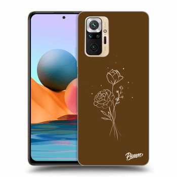 Picasee silikónový prehľadný obal pre Xiaomi Redmi Note 10 Pro - Brown flowers