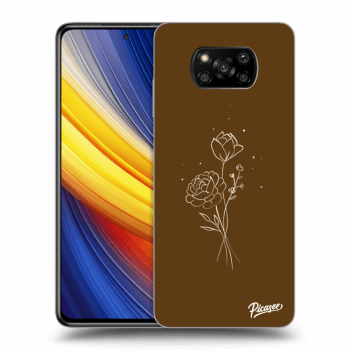 Picasee silikónový prehľadný obal pre Xiaomi Poco X3 Pro - Brown flowers
