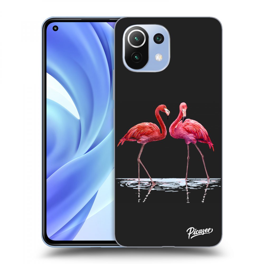 Picasee silikónový čierny obal pre Xiaomi Mi 11 - Flamingos couple