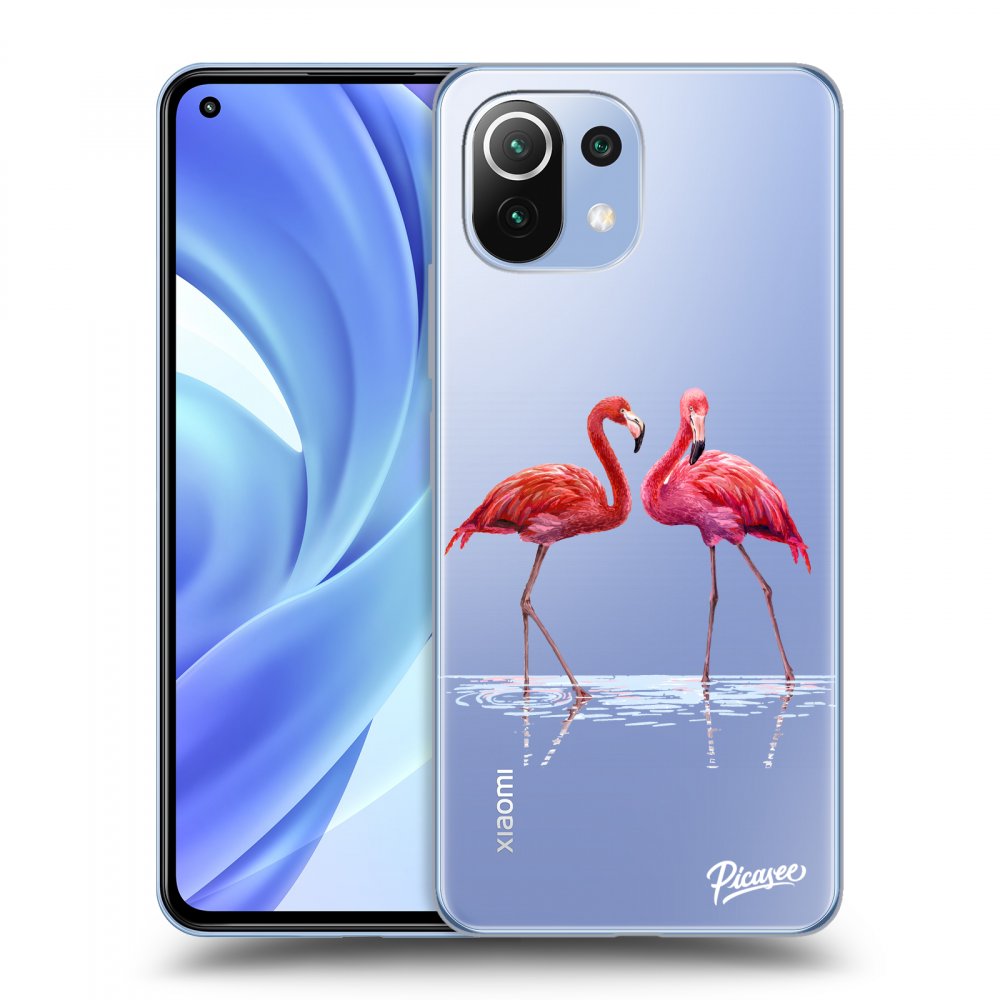 Picasee silikónový prehľadný obal pre Xiaomi Mi 11 - Flamingos couple