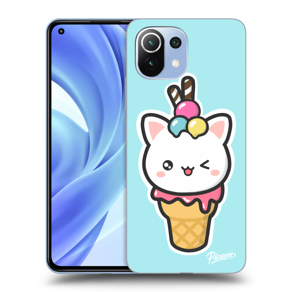 Picasee silikónový prehľadný obal pre Xiaomi Mi 11 - Ice Cream Cat