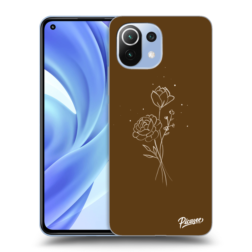 Picasee silikónový prehľadný obal pre Xiaomi Mi 11 Lite - Brown flowers