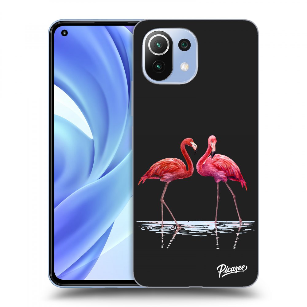 Picasee silikónový čierny obal pre Xiaomi Mi 11 Lite - Flamingos couple