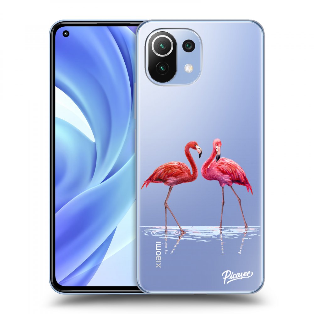 Picasee silikónový prehľadný obal pre Xiaomi Mi 11 Lite - Flamingos couple