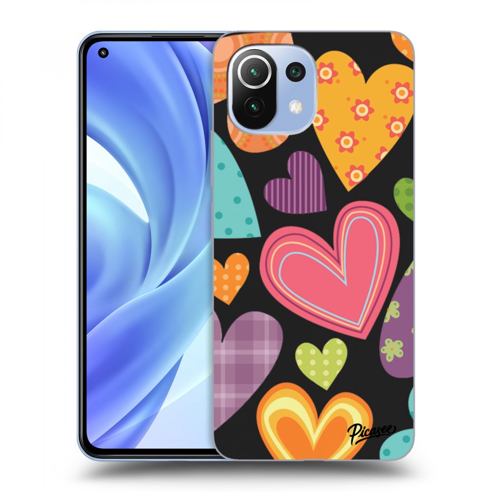 Picasee silikónový čierny obal pre Xiaomi Mi 11 Lite - Colored heart
