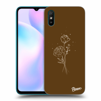 Picasee silikónový prehľadný obal pre Xiaomi Redmi 9AT - Brown flowers