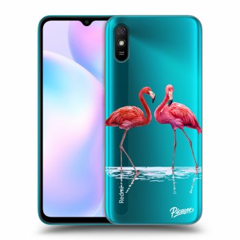 Picasee silikónový prehľadný obal pre Xiaomi Redmi 9AT - Flamingos couple