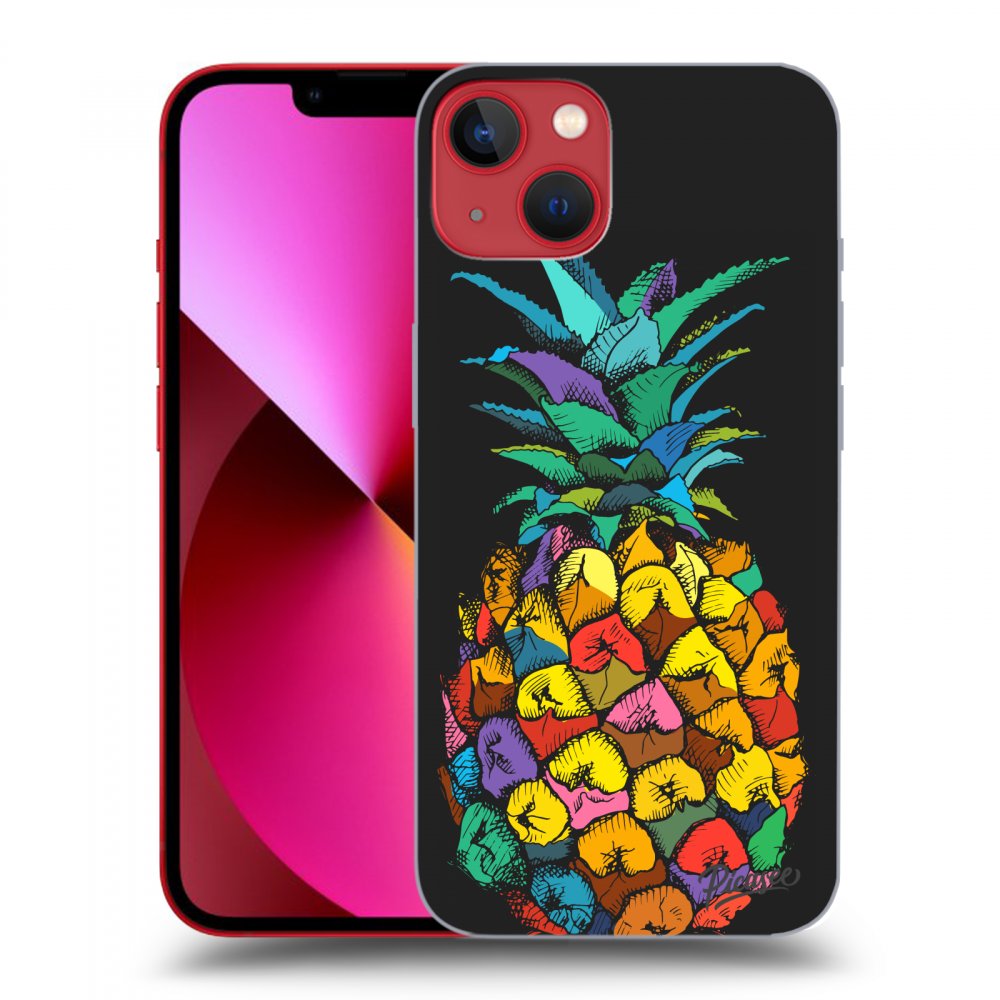 Picasee silikónový čierny obal pre Apple iPhone 13 - Pineapple