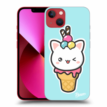 Picasee silikónový čierny obal pre Apple iPhone 13 - Ice Cream Cat