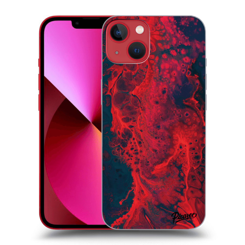 Picasee silikónový čierny obal pre Apple iPhone 13 - Organic red
