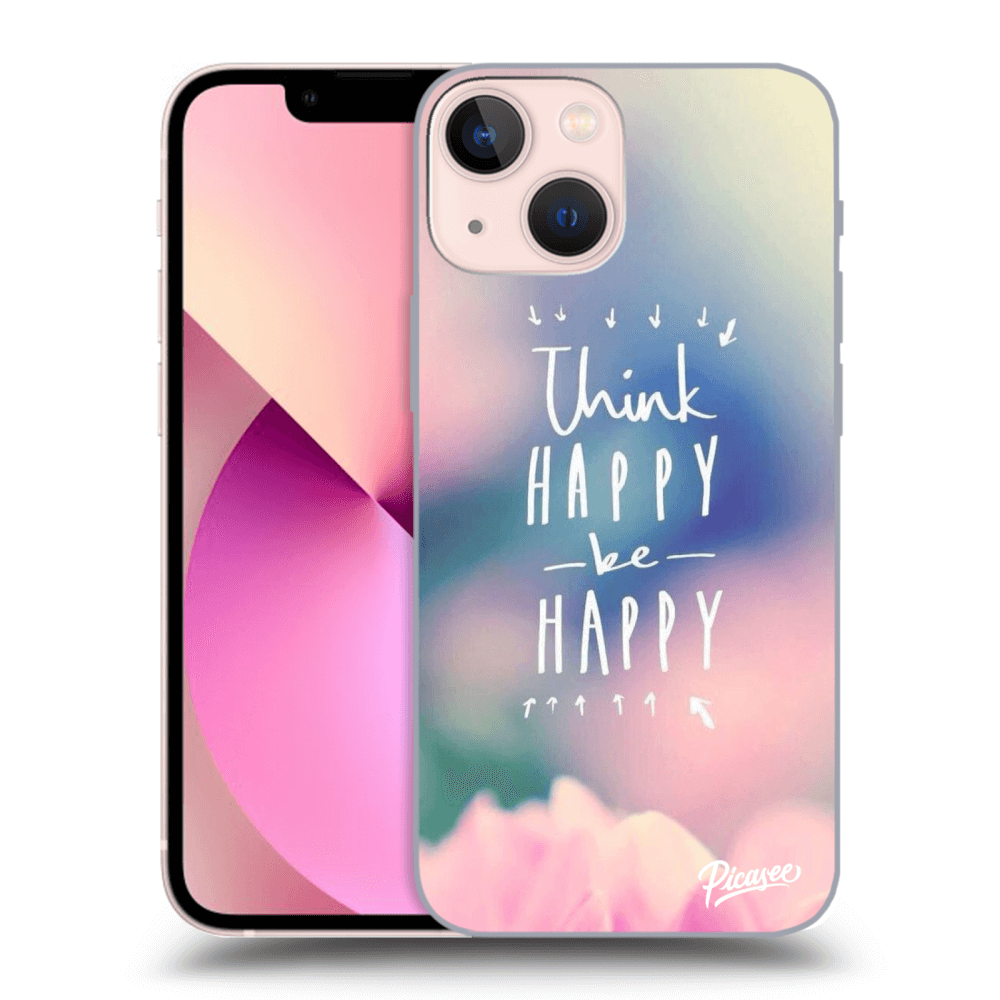 Picasee silikónový prehľadný obal pre Apple iPhone 13 mini - Think happy be happy