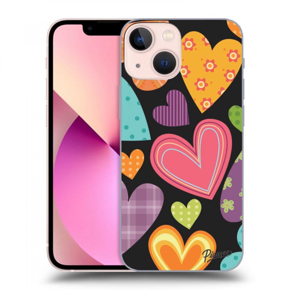 Picasee silikónový čierny obal pre Apple iPhone 13 mini - Colored heart
