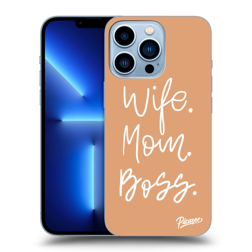 Picasee silikónový prehľadný obal pre Apple iPhone 13 Pro - Boss Mama