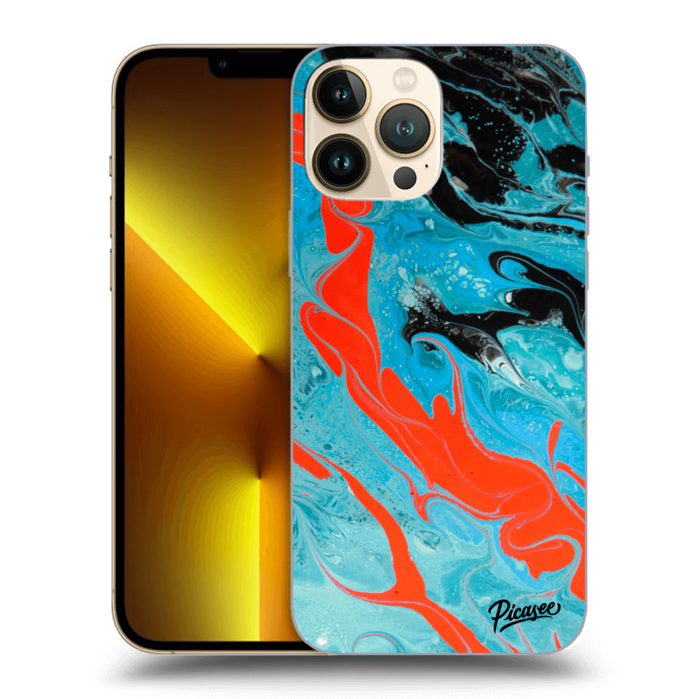 Picasee silikónový čierny obal pre Apple iPhone 13 Pro Max - Blue Magma