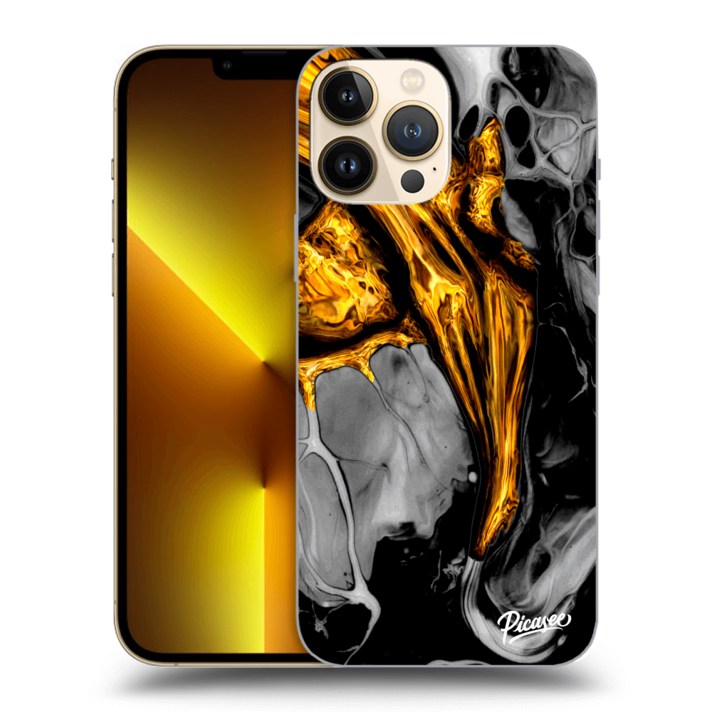 Picasee silikónový čierny obal pre Apple iPhone 13 Pro Max - Black Gold