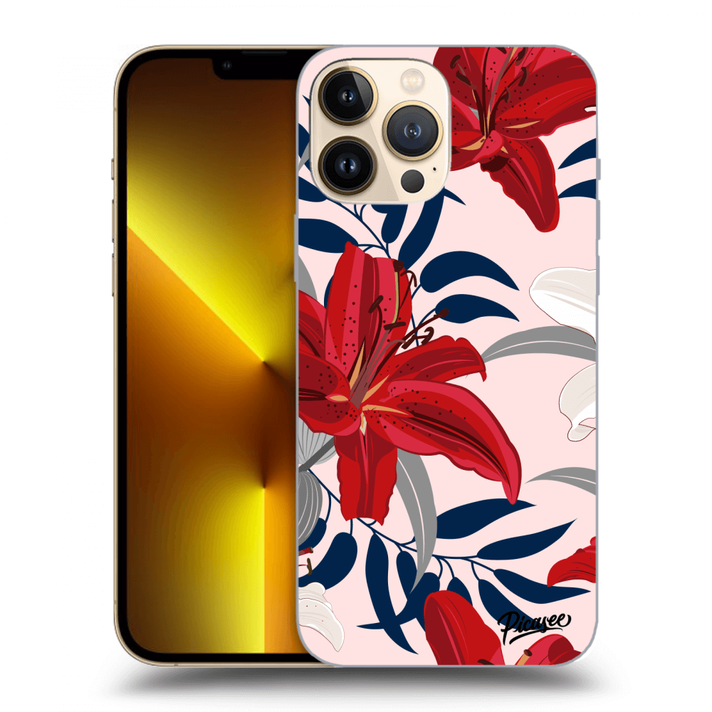 Picasee silikónový prehľadný obal pre Apple iPhone 13 Pro Max - Red Lily