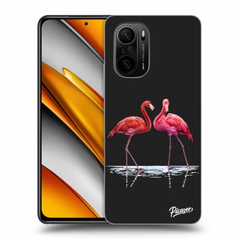 Picasee silikónový čierny obal pre Xiaomi Poco F3 - Flamingos couple