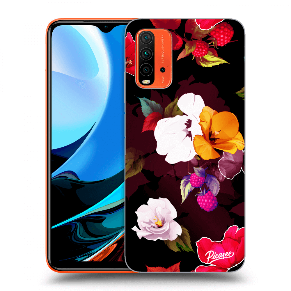 Picasee silikónový prehľadný obal pre Xiaomi Redmi 9T - Flowers and Berries