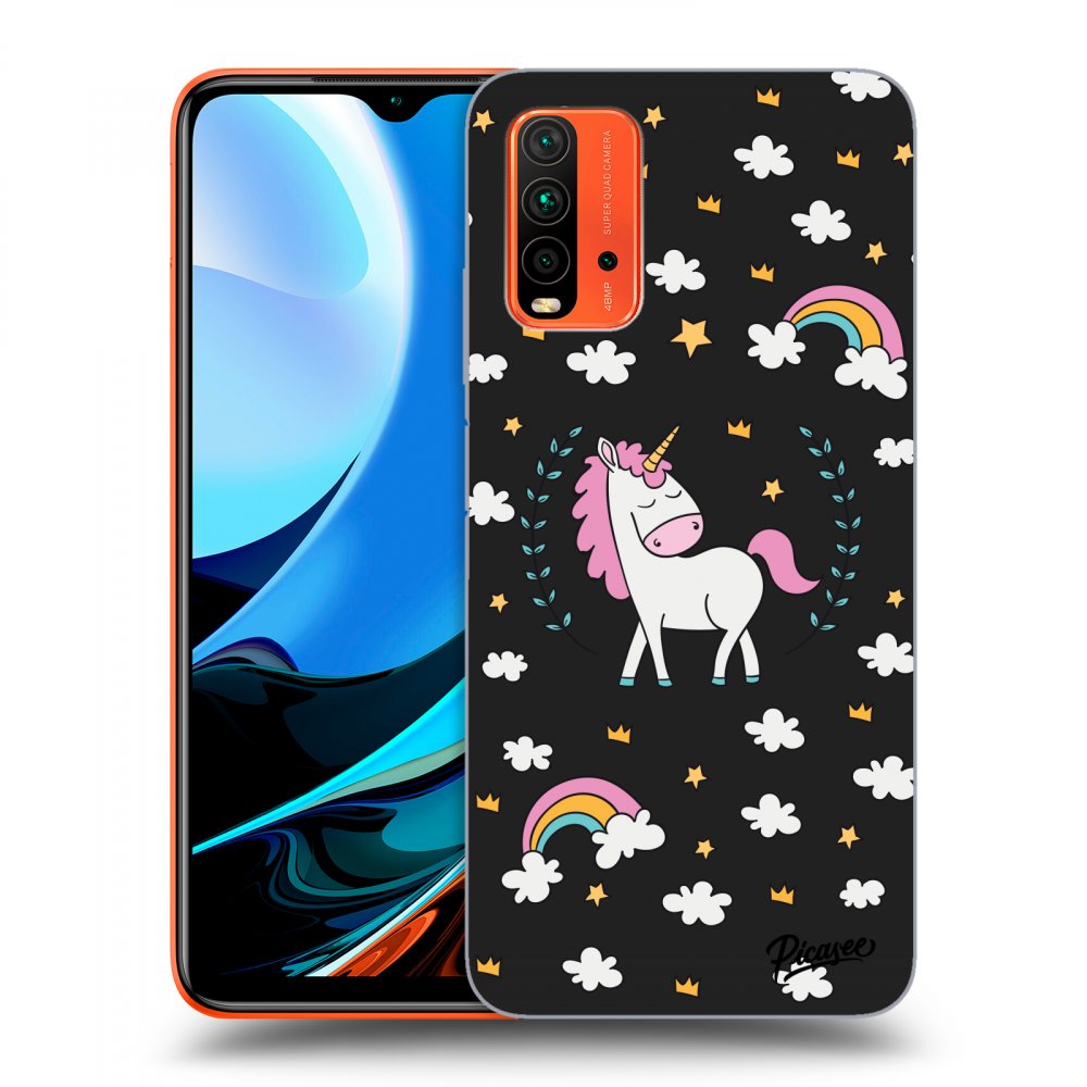 Picasee silikónový čierny obal pre Xiaomi Redmi 9T - Unicorn star heaven
