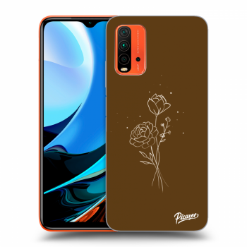 Picasee silikónový prehľadný obal pre Xiaomi Redmi 9T - Brown flowers
